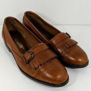 The Leather Collection Kilted Loafers Size 7